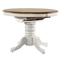 Transitional Oval Pedestal Dining Table with Table Leaf