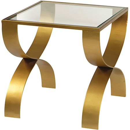 Bella Iron End Table with Glass Top