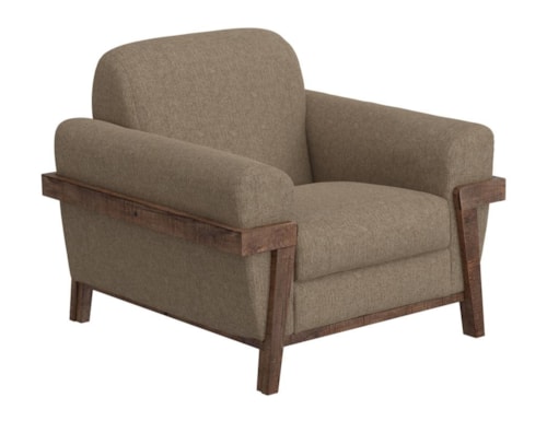 Rustic Accent Chair with Retro Rolled Arms