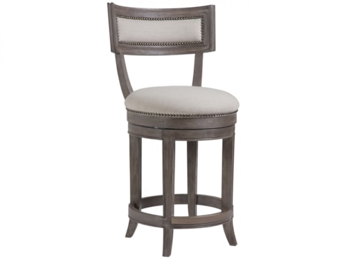 Apertif Upholstered Swivel Counter Stool with Nailheads