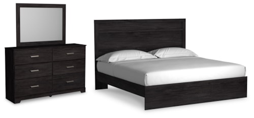 3pc King Panel Bed, Dresser & Mirror