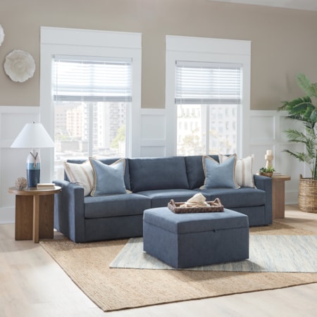 Standard-Arm Sofa with Storage Ottoman