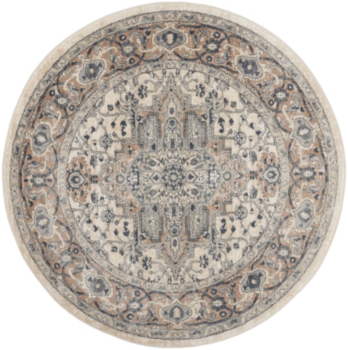 5'3"  Ivory/Grey Round Rug