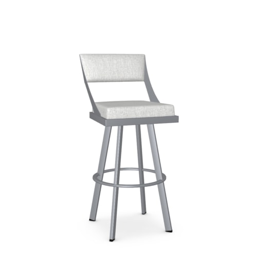 Contemporary Upholstered Bar Height Swivel Stool with Open Back