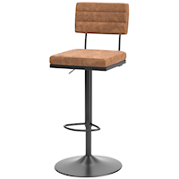 Brown Faux Leather Bar Height Bar Stool