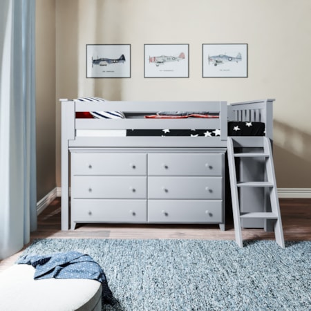 Windsor Youth Low Loft Bed In Gray