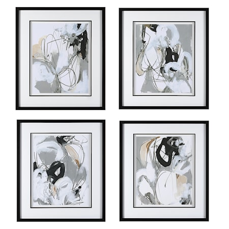 Tangled Threads Abstract Framed Prints S/4