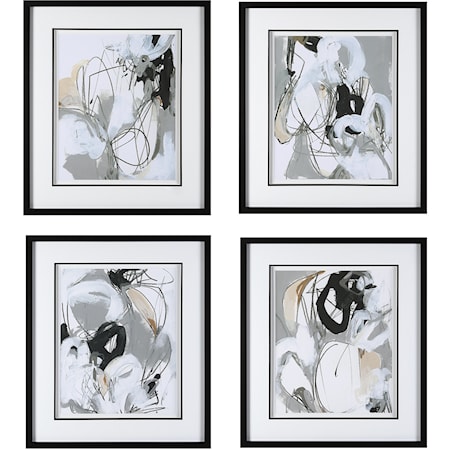 Tangled Threads Abstract Framed Prints S/4