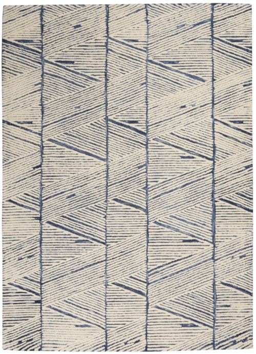 5'3" x 7'3" White Blue Rectangle Rug