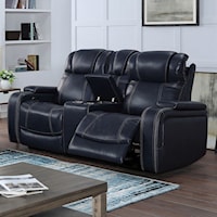 Transitional Power Reclining Loveseat with Cup Holders