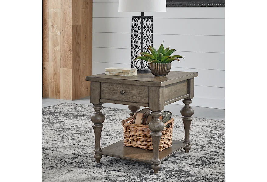 Americana Farmhouse Drawer End Table by Liberty Furniture at VanDrie Home Furnishings