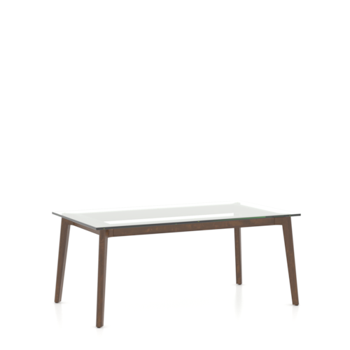 Contemporary Rectangular Glass-Top Table w/Solid Wood Legs
