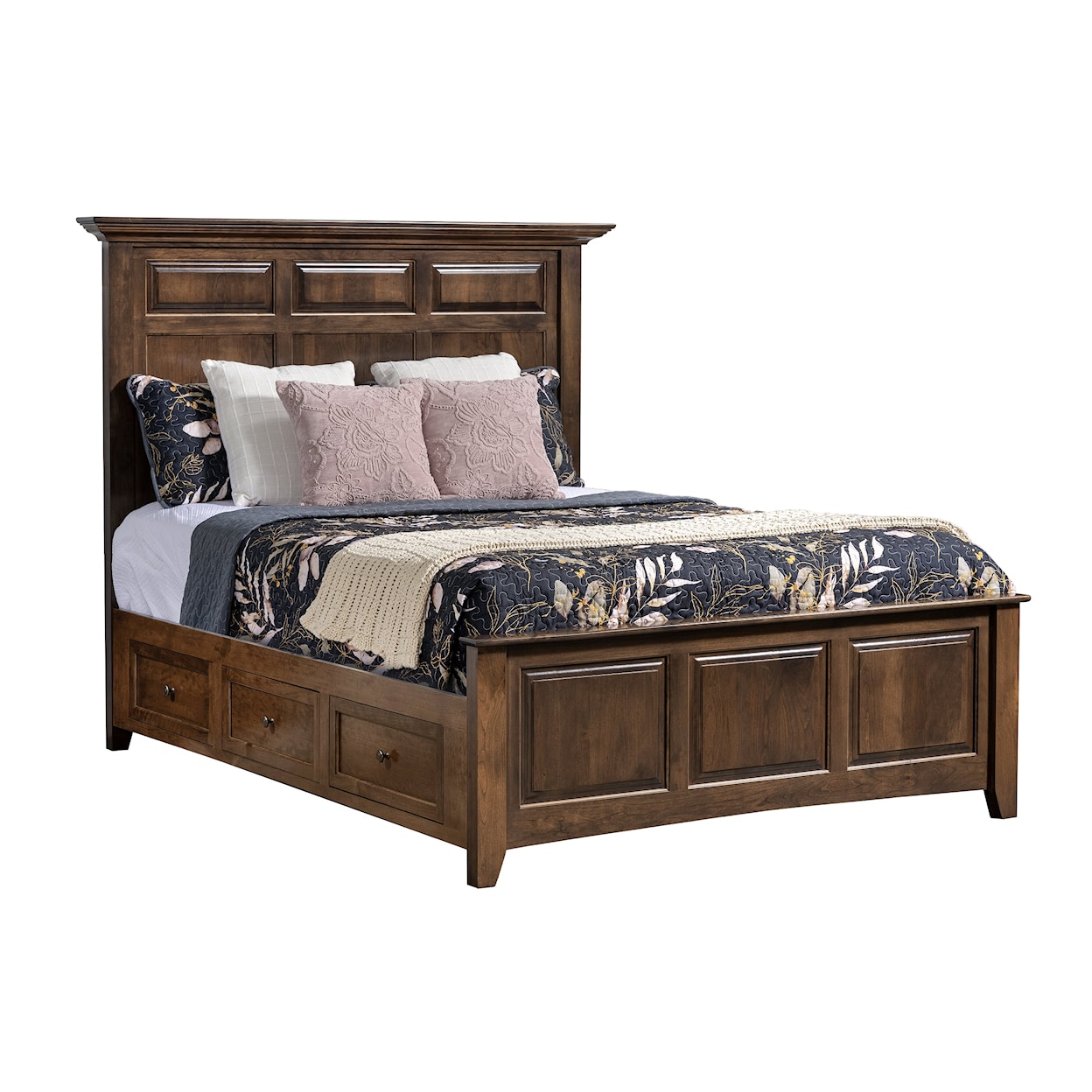 Millcraft Albany Queen MANTEL PANEL BED W/DRAWER UNITS RAISED
