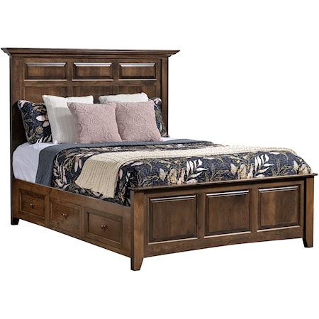 Queen MANTEL PANEL BED W/DRAWER UNITS RAISED