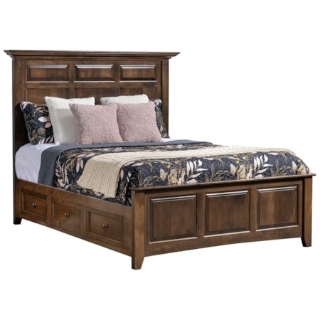 Queen MANTEL PANEL BED W/DRAWER UNITS RAISED