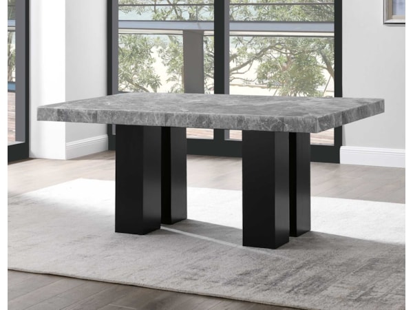 7 Piece Dining Set with Gray Marble Top