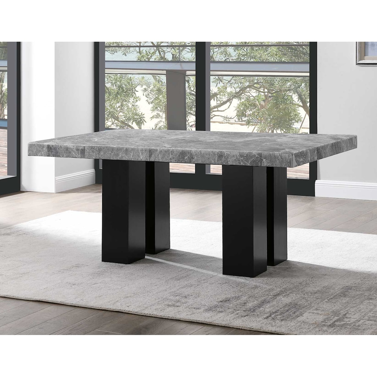 Steve Silver Camila Rectangular Gray Marble Dining Table