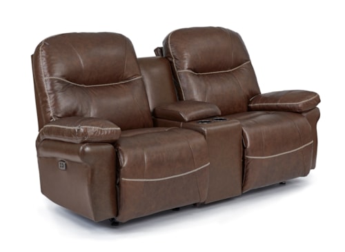 Casual Leather Power Tilt Headrest Space Saver Reclining Loveseat