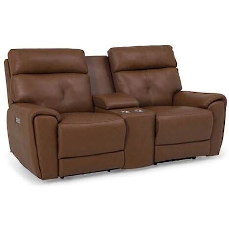 Aedon Contemporary Power Reclining Loveseat w/ Console Storage