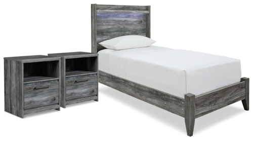 Twin Panel Bed And 2 Nightstands
