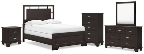 Full Panel Bed, Dresser, Mirror, Chest And Nightstand