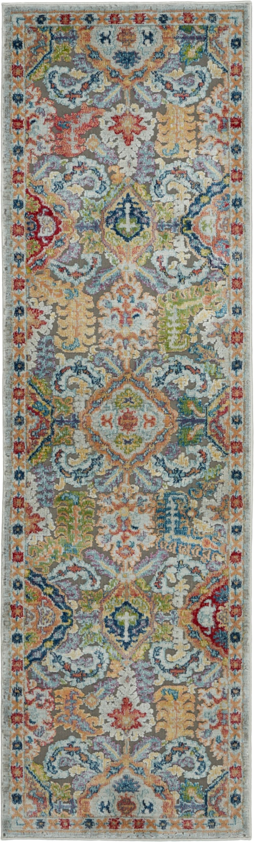 2'4" x 8' Grey/Multicolor Runner Rug