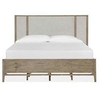 Transitional California King Panel Bed w/Upholstered Headboard