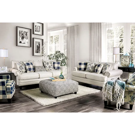 Transitional Sofa and Loveseat Set