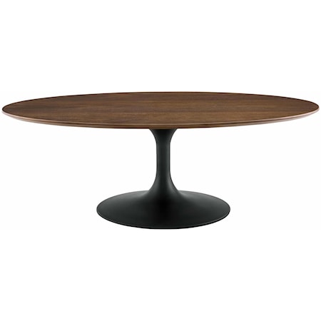 48" Oval-Shaped Walnut Coffee Table