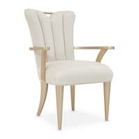 Transitional Upholstered Dining Arm Chair with Channel Tufting