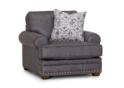 Transitional Chair & a Half with Nail-head Trim