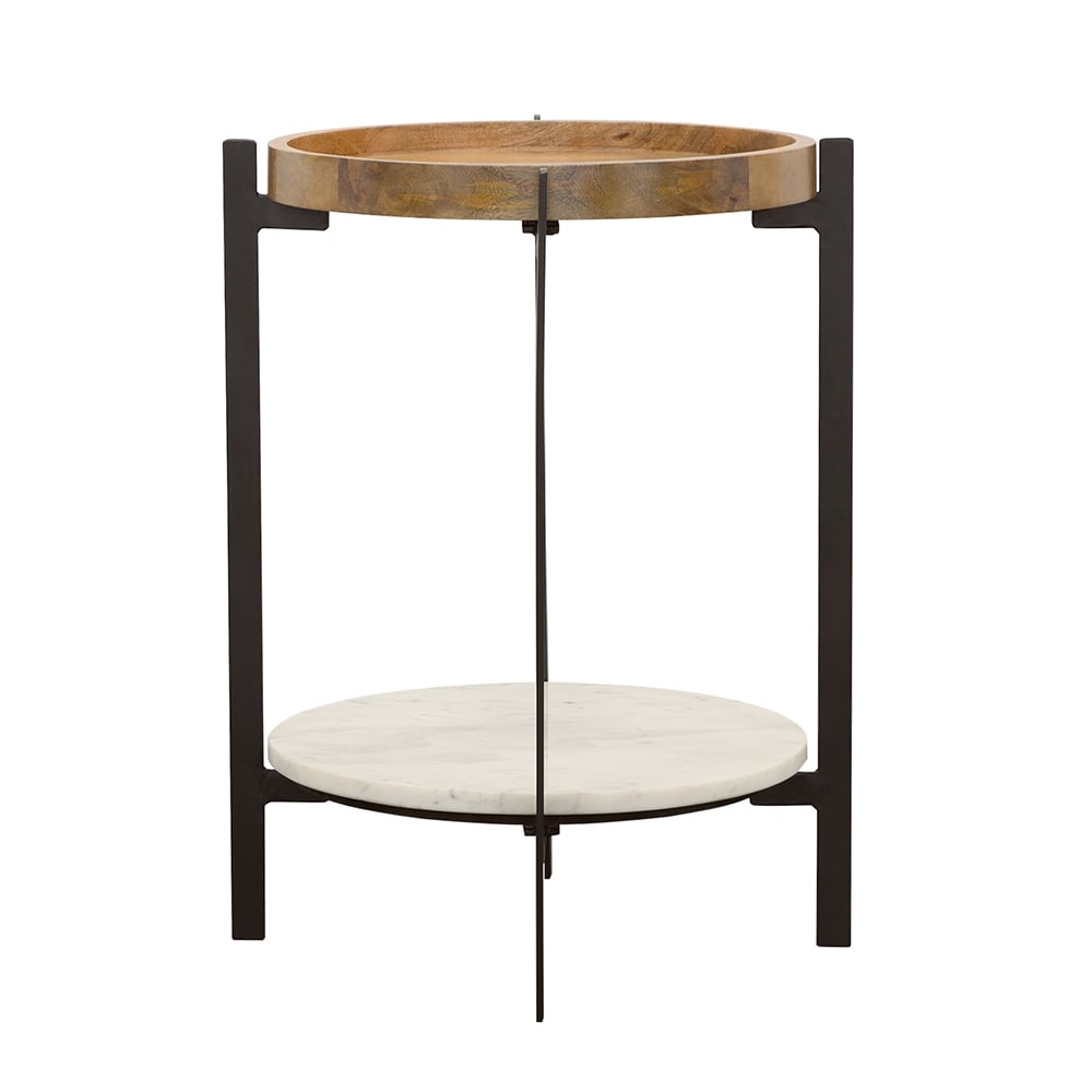 Adhvik Side Table w/ Marble Shelf and