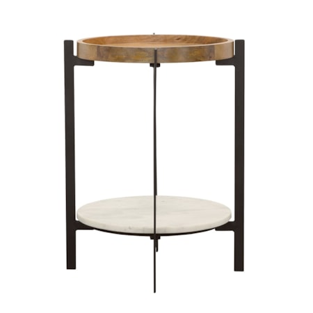 Adhvik Side Table w/ Marble Shelf and