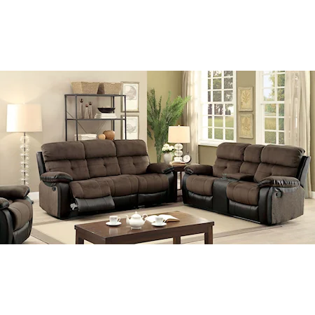 Transitional Reclining Sofa and Loveseat Set with Reclining Chair