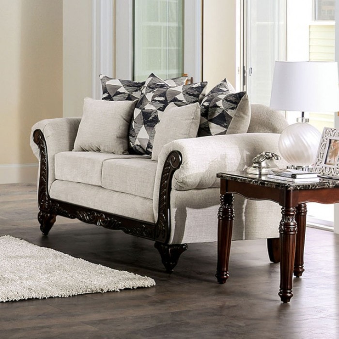 furniture of america cassani sm7756-lv traditional loveseat with