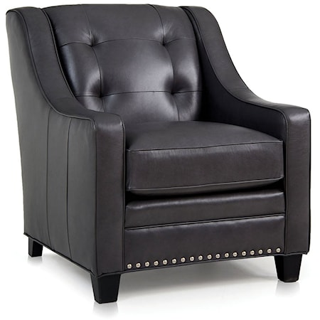 Transitional Stationary Chair with Tufting and Nailheads