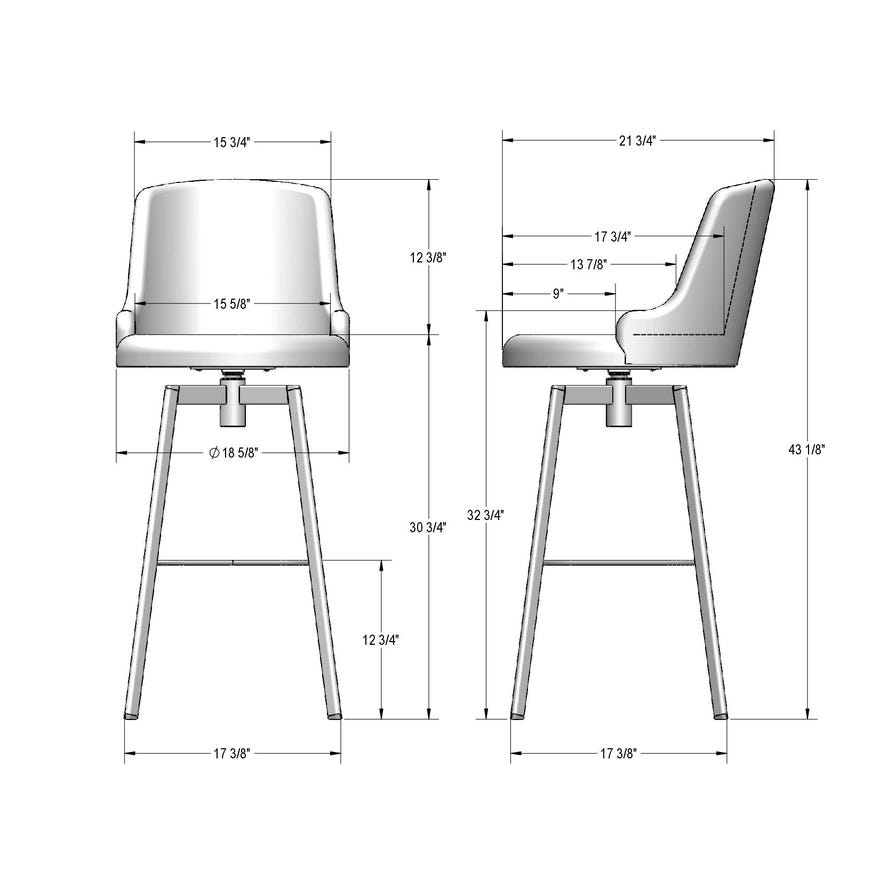 Amisco Diego Upholstered Swivel Bar Stool