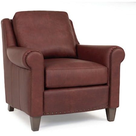 Transitional Accent Chair with Nail-Head Trim & Tapered Legs