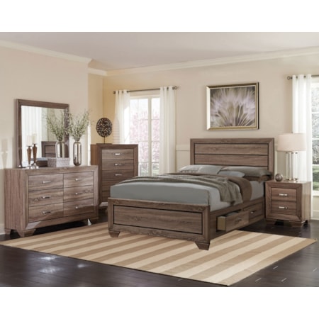 Wood Queen Storage Panel Bed