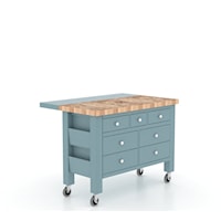 Transitional Customizable Kitchen Island with Butcher Block Top and Wheels