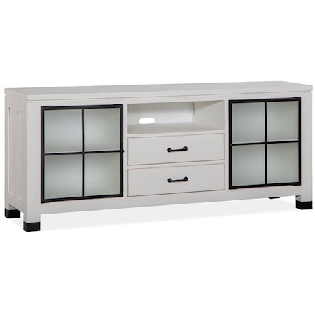 Industrial Contemporary TV Console with Adjustable Shelving 