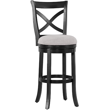 X-Back Wooden Barstool with Upholstered Seat