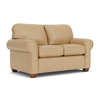 Transitional Upholstered Loveseat with Rolled Arms