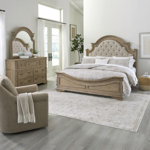 Traditional 3-Piece Cal King Upholstered Bed Set