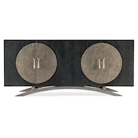 Transitional Four-Door Entertainment Console with Outlet