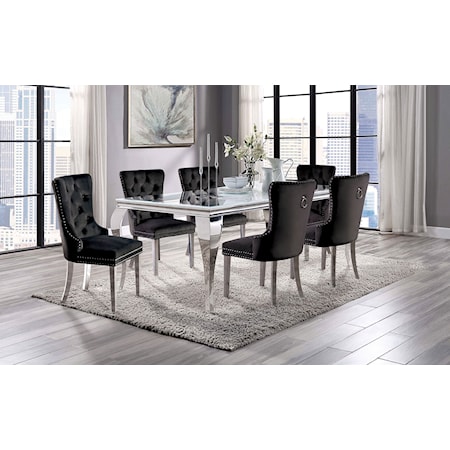 7-Piece Dining Set with Black Chairs