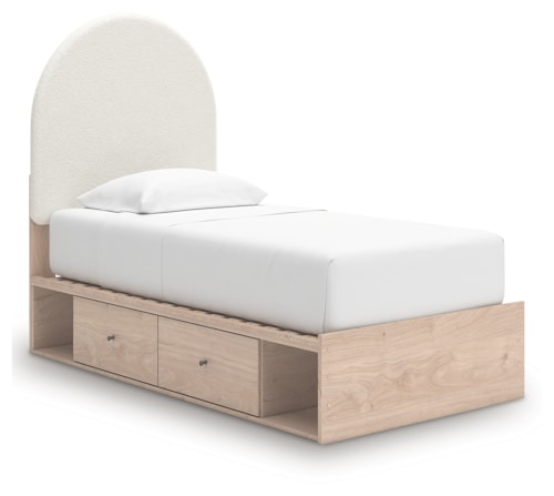 Twin Upholstered Panel Bed With Storage