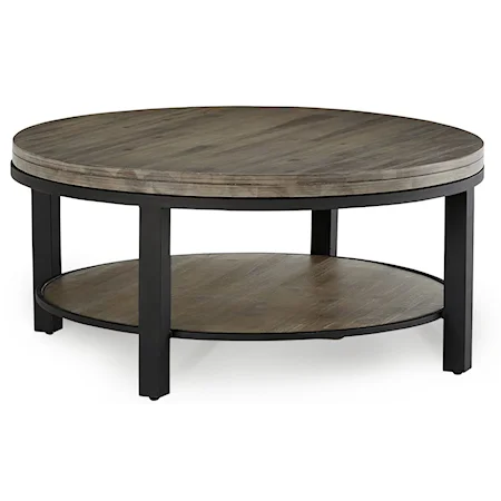 Solid Wood/Metal Round Coffee Table