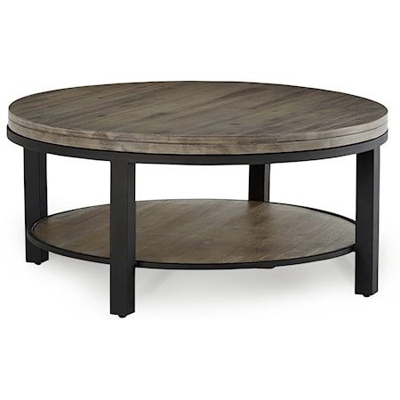 Solid Wood/Metal Round Coffee Table