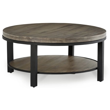 Solid Wood/Metal Round Coffee Table